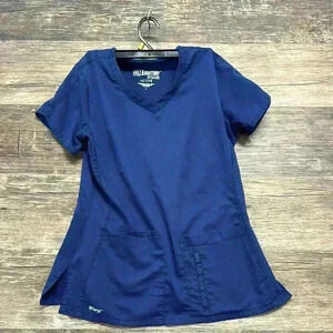 Grey's Anatomy Women's Navy Blue V-Neck Top Size Small